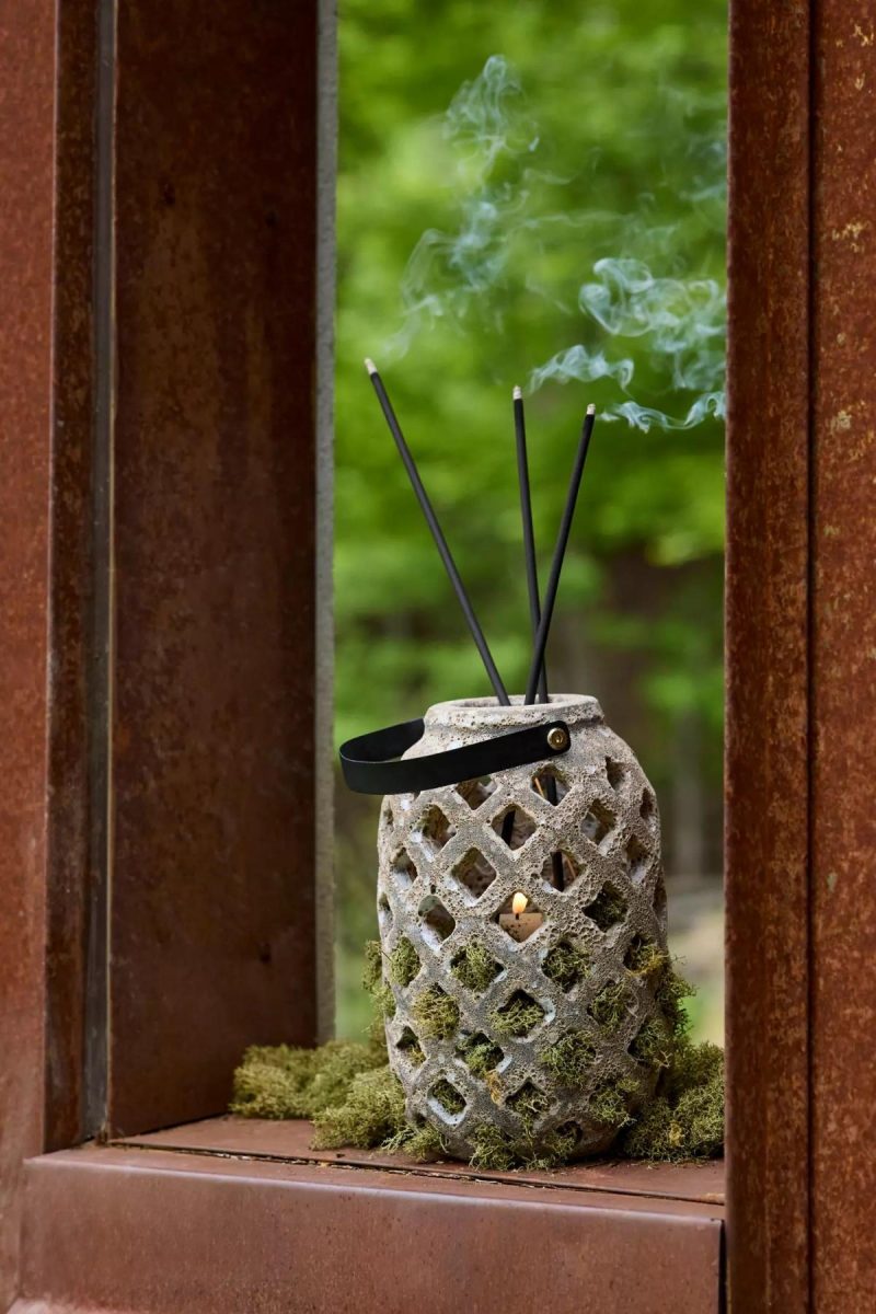 Outdoor Lighting | Weathered Lattice Stoneware Lantern Ivory Garden Ivory