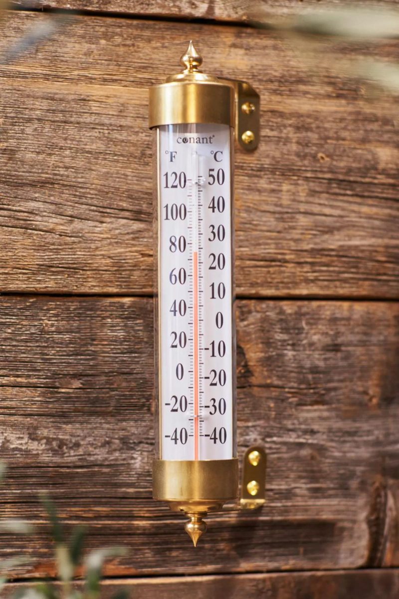 Garden Accents | Brass Garden Thermometer Gold Garden Garden Accents