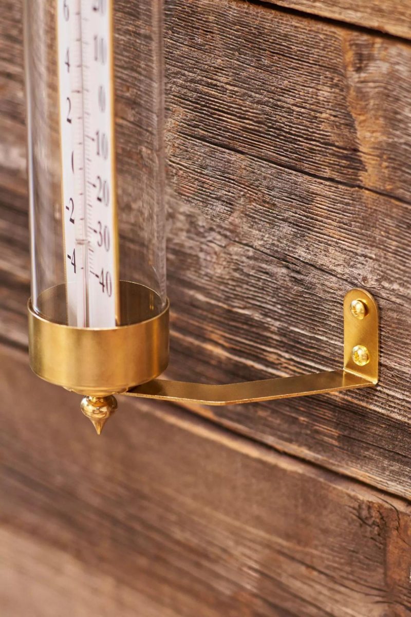 Garden Accents | Brass Garden Thermometer Gold Garden Garden Accents