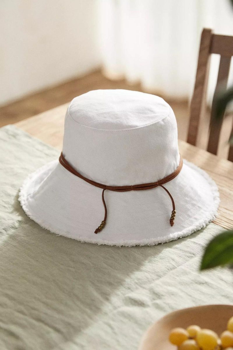 Garden Apparel | Fringed Cotton Bucket Hat White Garden Garden Apparel