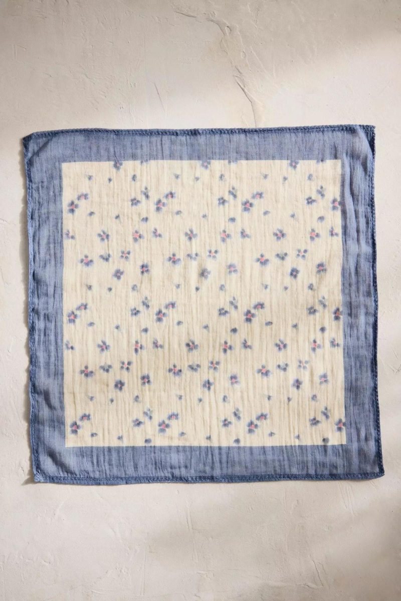 Garden Apparel | Watercolor Violets Gauze Bandana Blue Garden Blue