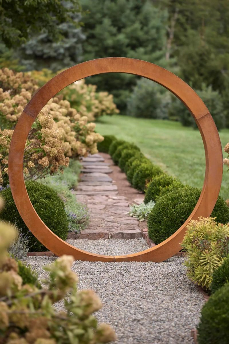 Garden Tools | Weathering Steel Moon Gate Natural Garden Garden Accents