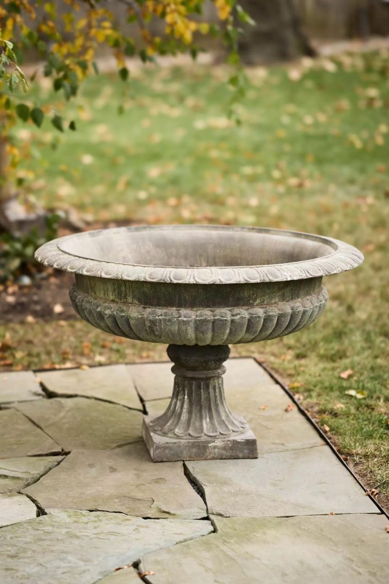 Outdoor Décor | Cast Iron Urn Planter Green Garden Outdoor Décor