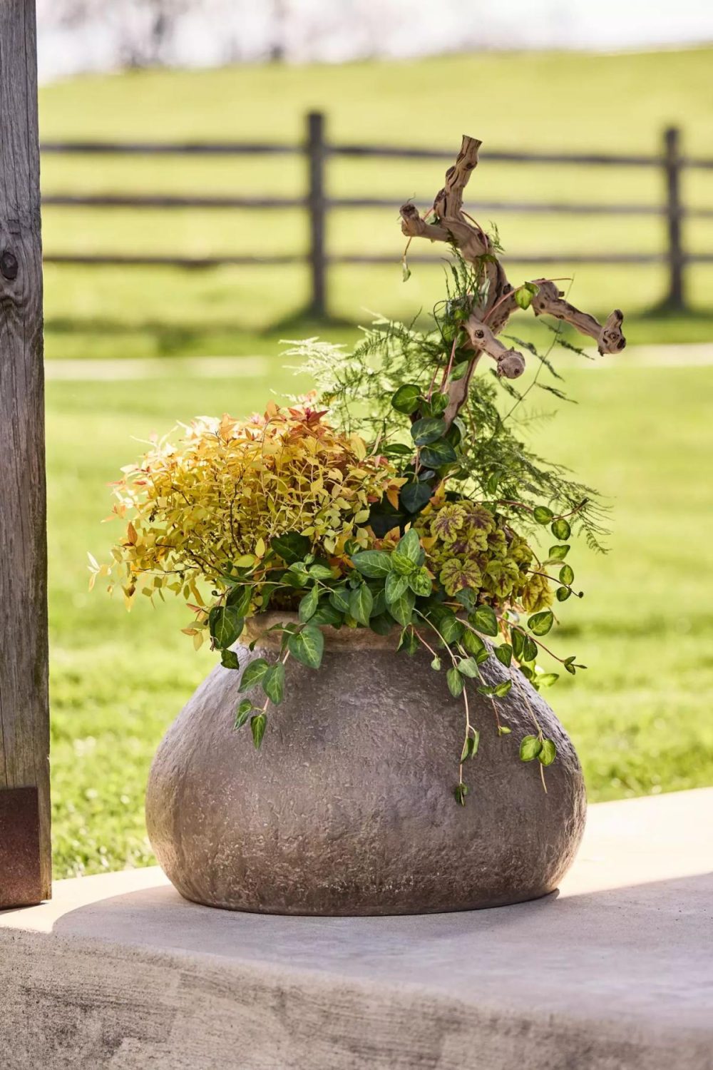 Outdoor Décor | Cast Stone Jar Planter Green Garden Outdoor Décor