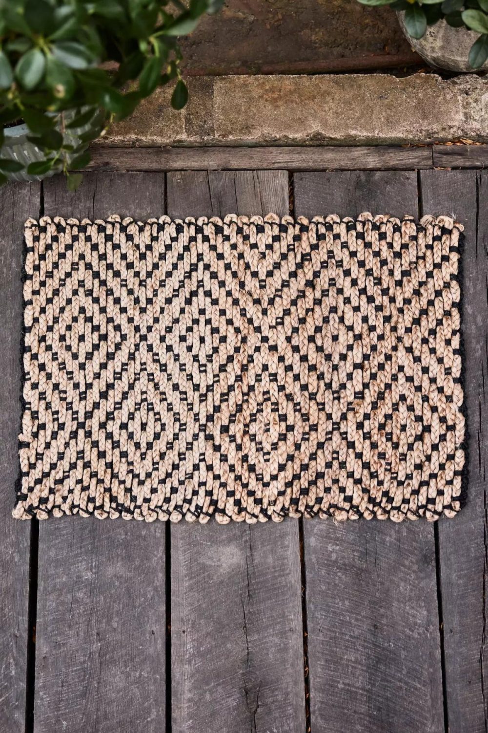 Outdoor Décor | Diamond Jute Doormat Black Garden Black