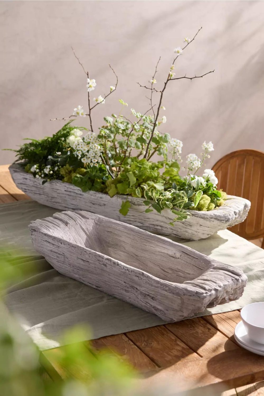 Outdoor Décor | Faux Bois Cast Stone Trough White Garden Outdoor Décor