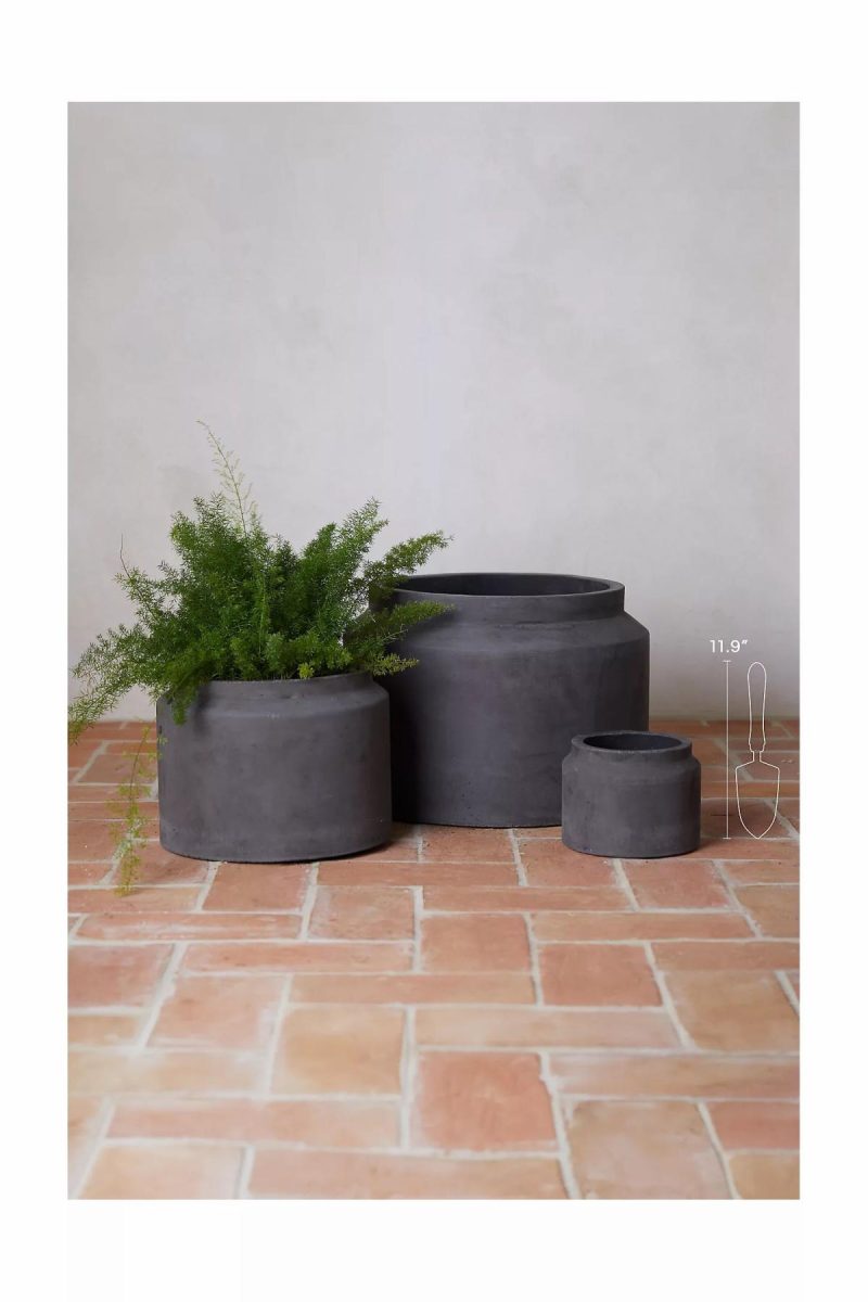 Outdoor Décor | Fiber Jar Planter, 21 Black Garden Black