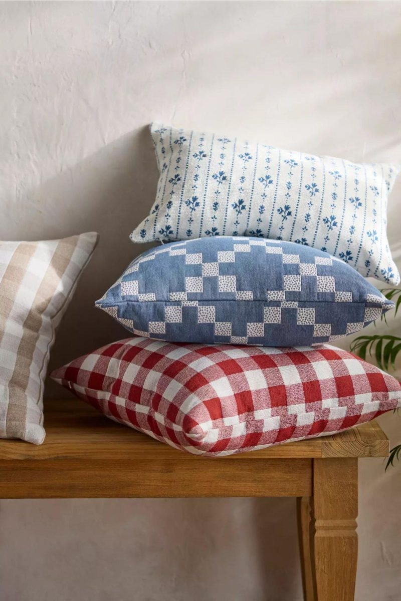 Outdoor Décor | Gingham Outdoor Pillow, Neutral Neutral Garden Neutral