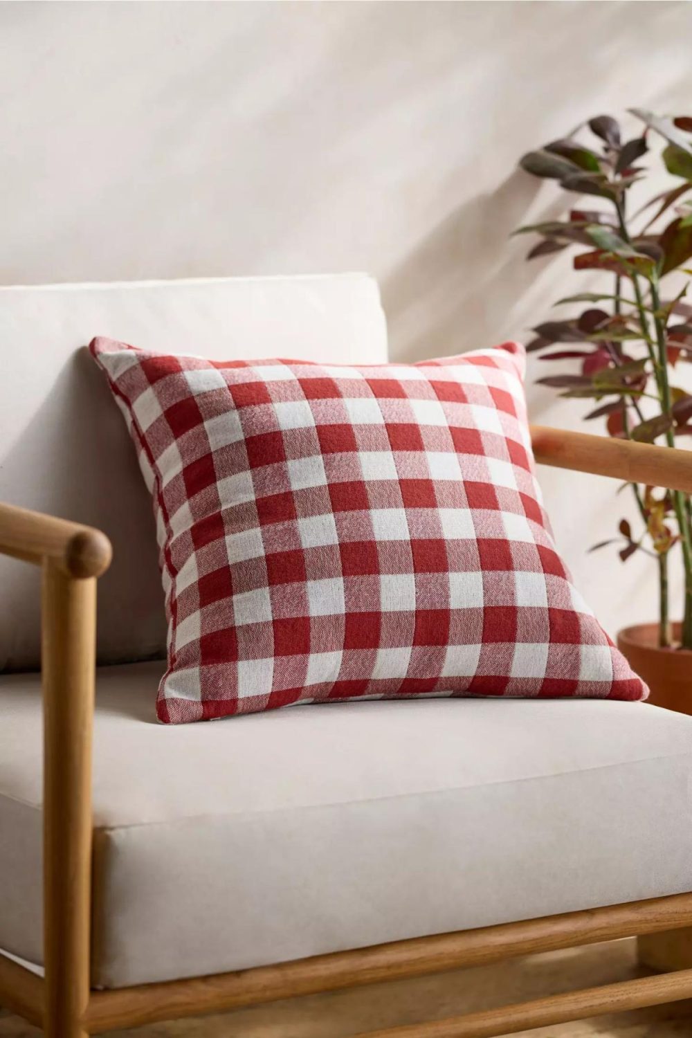 Outdoor Décor | Gingham Outdoor Pillow, Red Red Garden Outdoor Décor