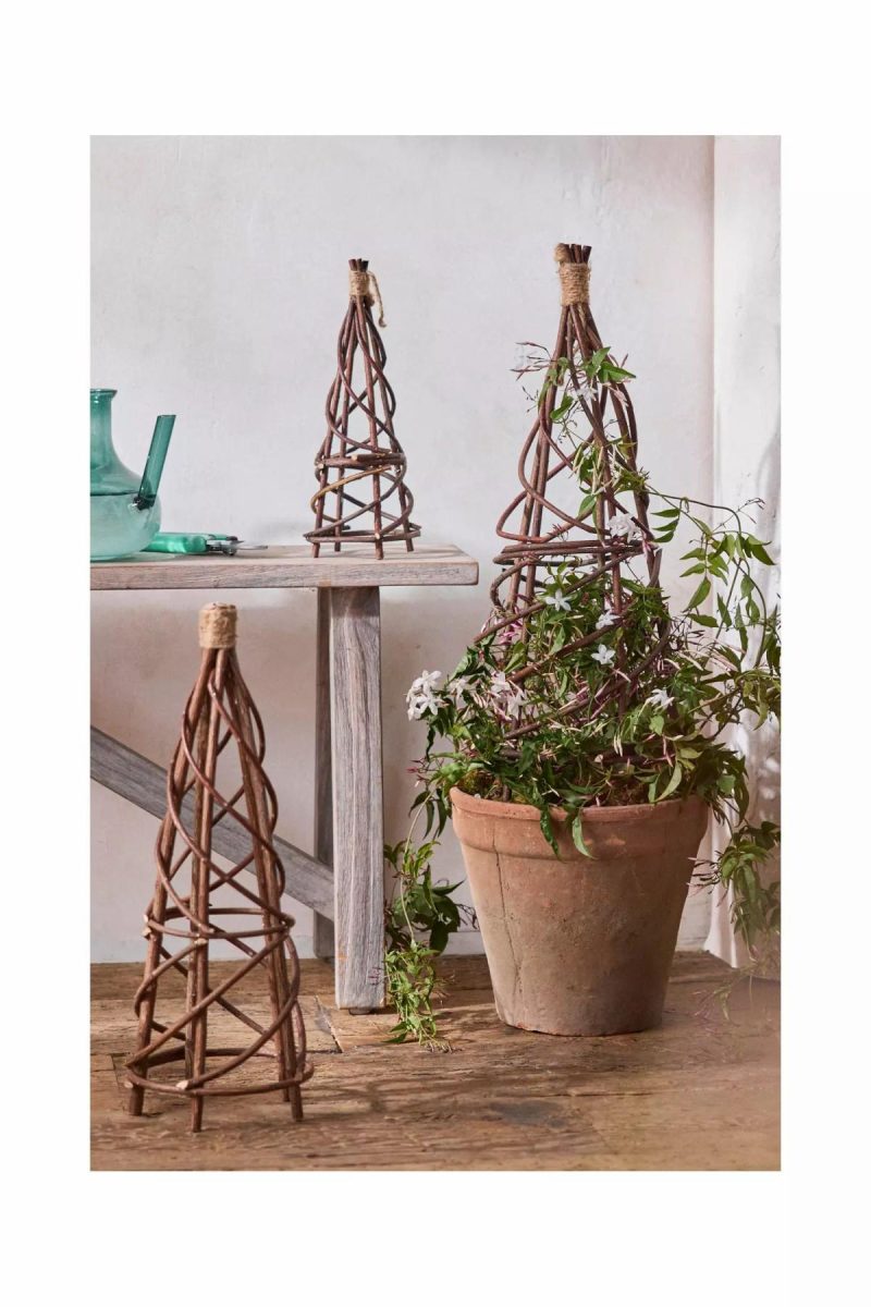 Outdoor Décor | Woven Willow Mini Garden Obelisk Natural Garden Garden Accents