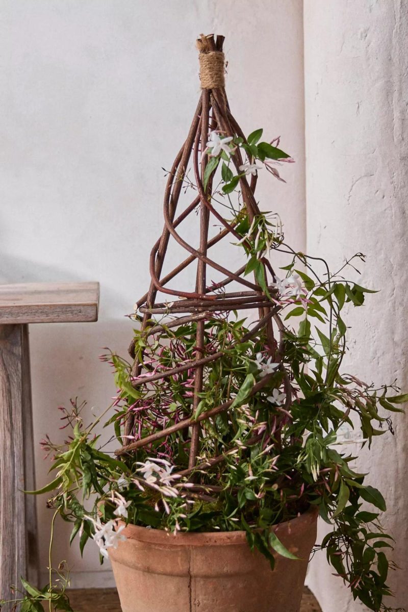 Outdoor Décor | Woven Willow Mini Garden Obelisk Natural Garden Garden Accents