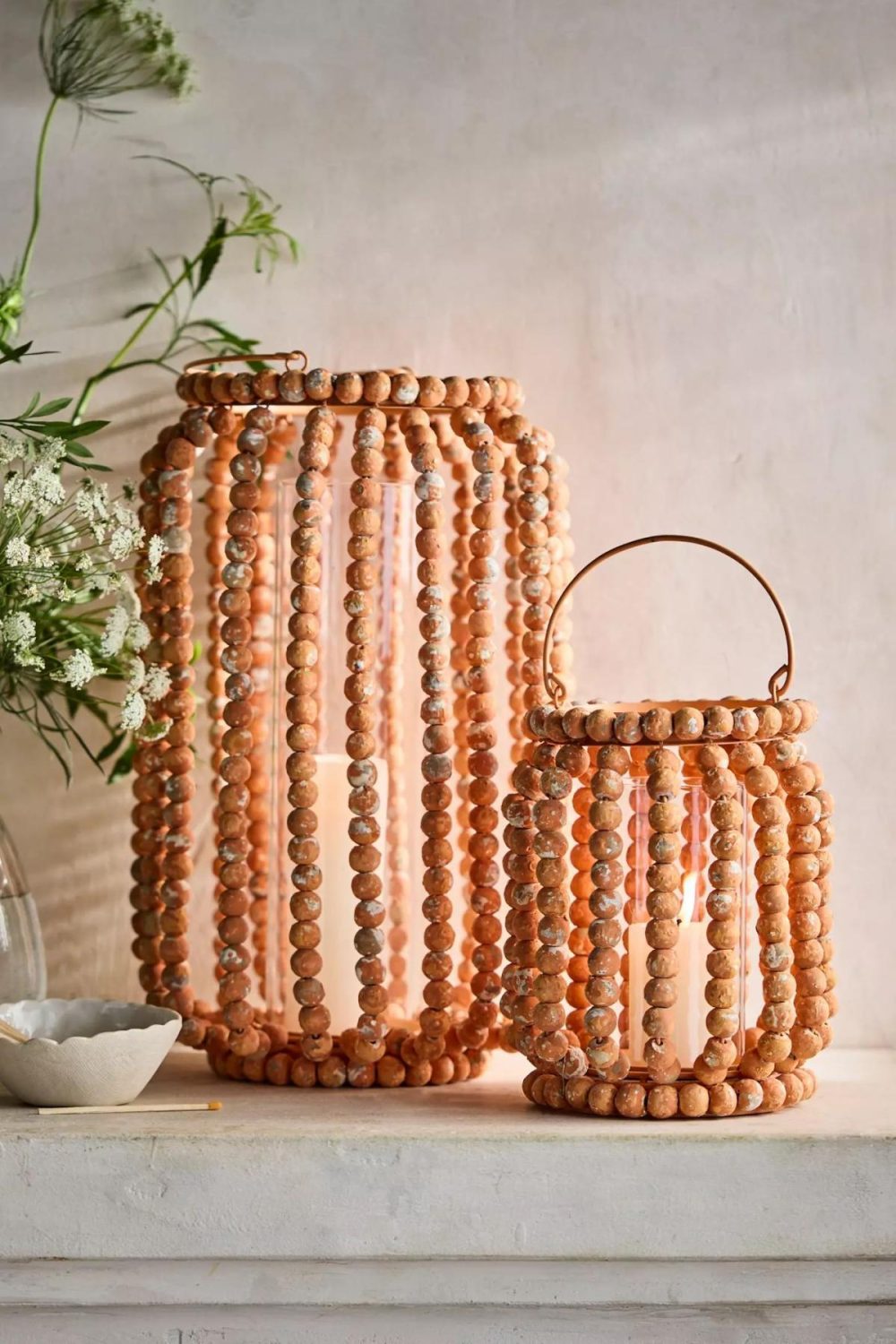 Outdoor Lighting | Beaded Oval Lantern Orange Garden Orange