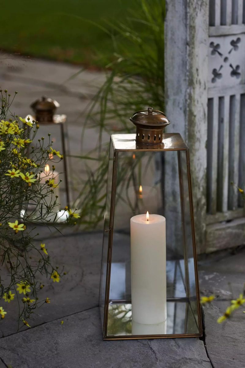 Outdoor Lighting | Brass Pyramid Lantern, Extra Tall Bronze Garden Bronze