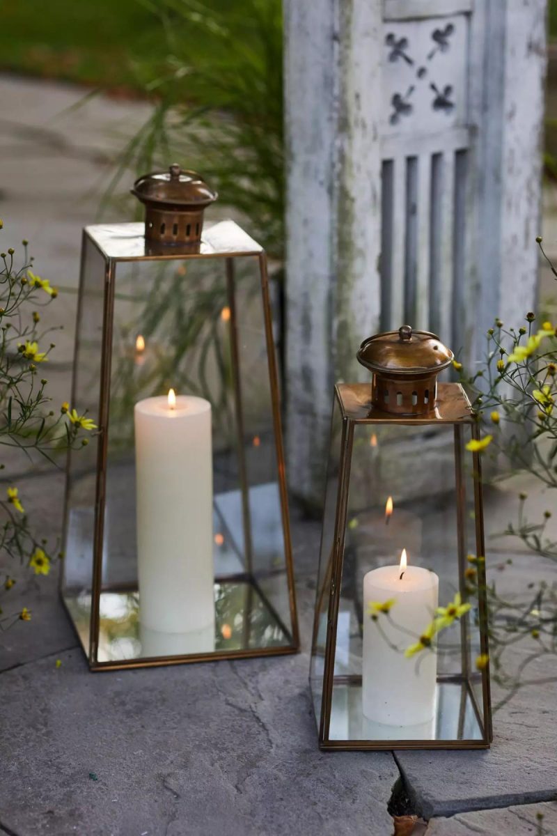 Outdoor Lighting | Brass Pyramid Lantern, Extra Tall Bronze Garden Bronze