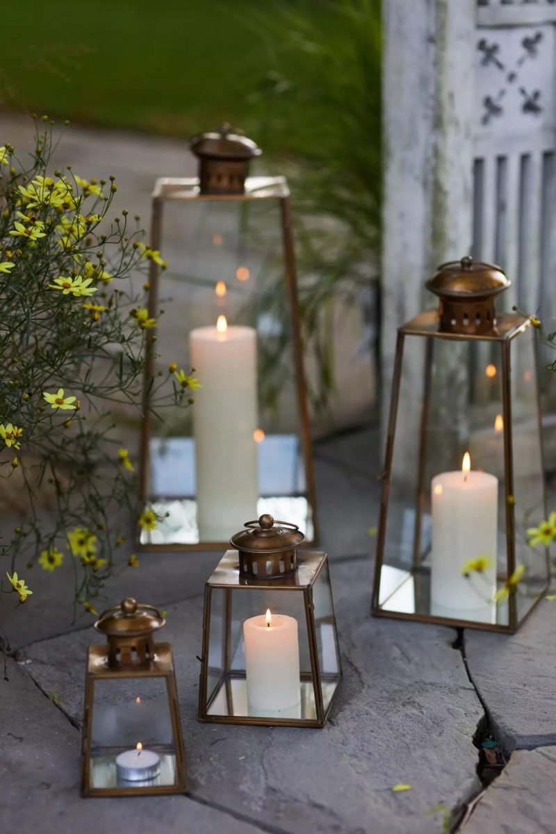 Outdoor Lighting | Brass Pyramid Lantern, Extra Tall Bronze Garden Bronze