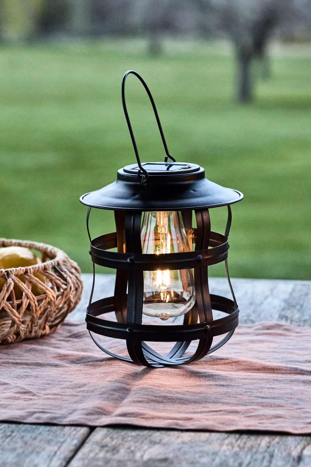 Outdoor Lighting | Caged Metal Solar Lantern Black Garden Black