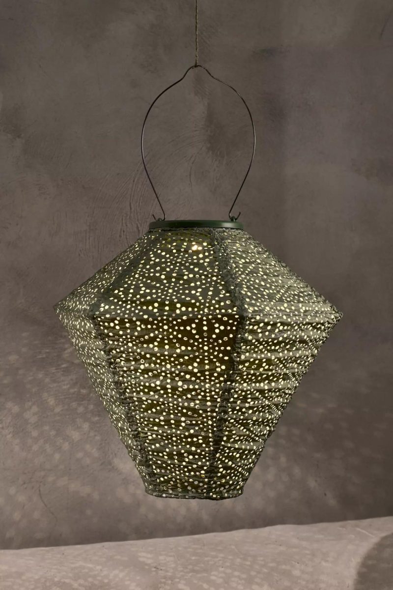 Outdoor Lighting | Floral Lace Battery Lantern, Diamond Holly Garden Holly