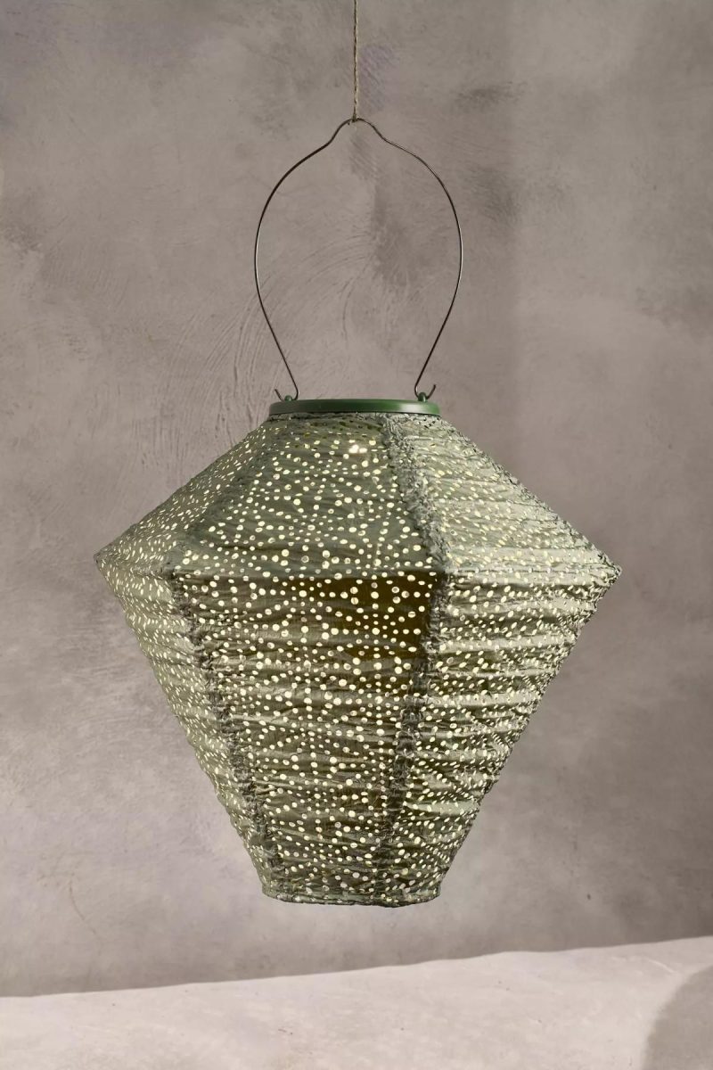 Outdoor Lighting | Floral Lace Battery Lantern, Diamond Holly Garden Holly