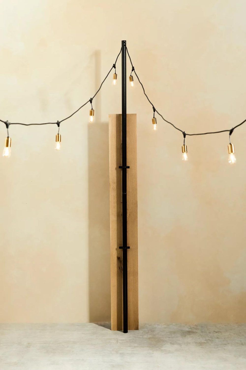 Outdoor Lighting | Outdoor Light Strand Pole with Brackets Black Garden Black