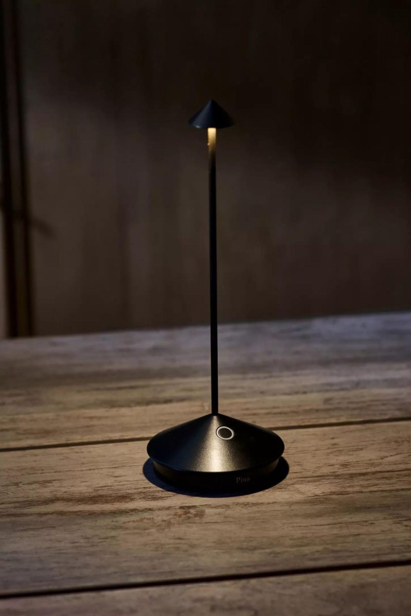 Outdoor Lighting | Small Top Rechargeable LED Table Lamp Black Garden Black