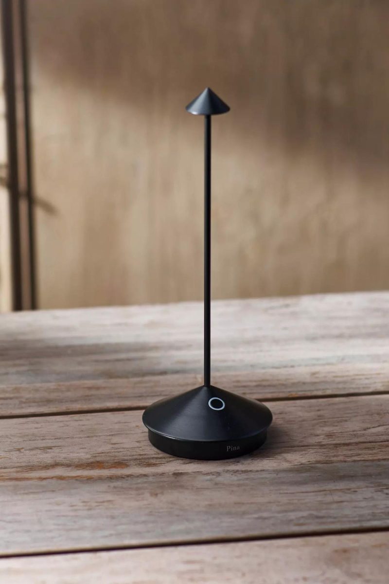 Outdoor Lighting | Small Top Rechargeable LED Table Lamp Black Garden Black