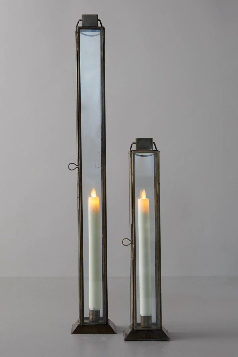 Outdoor Lighting | Tall Lantern Taper Holder Bronze Garden Bronze