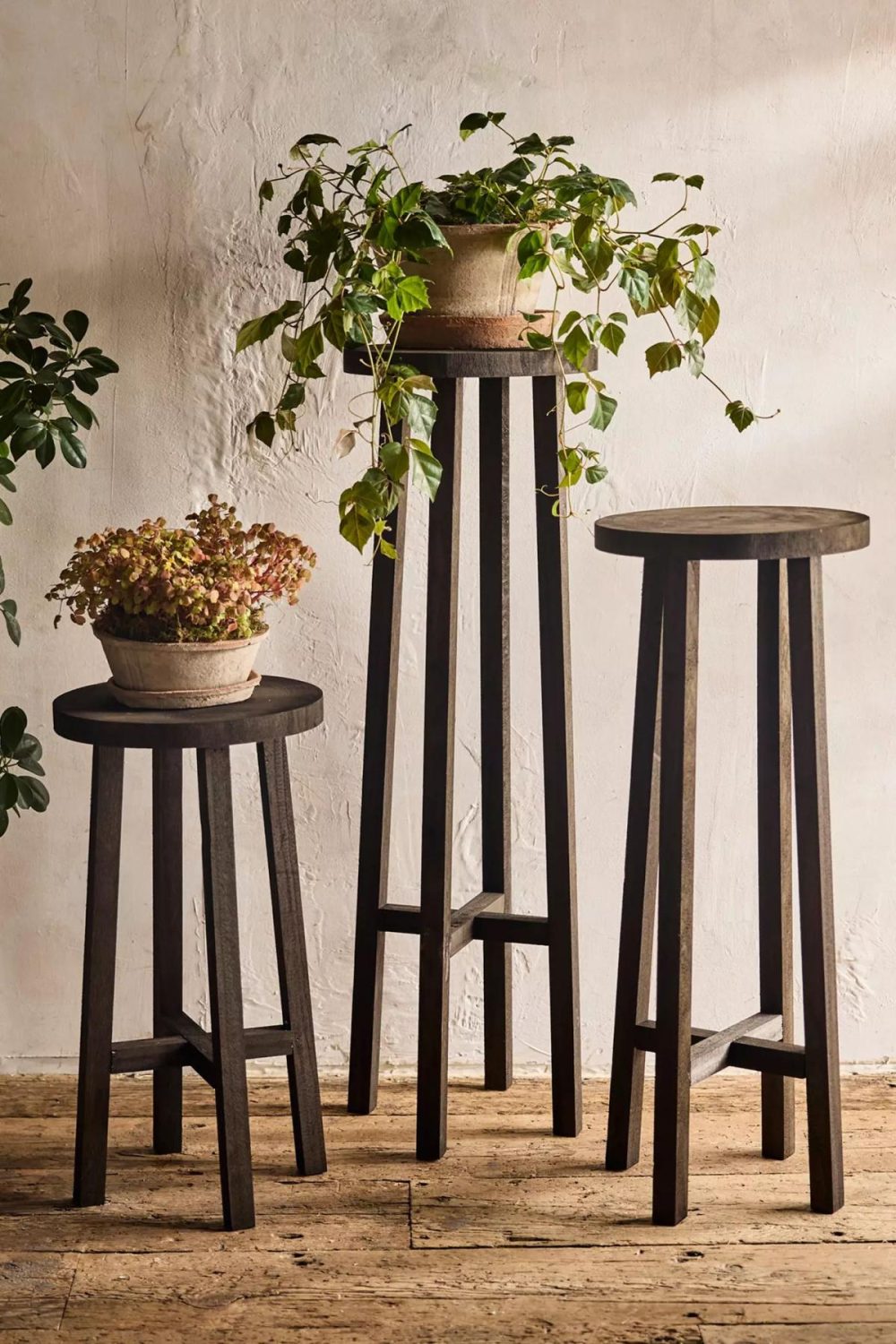 Plant Stands | Black Wood Plant Stand Black Garden Black