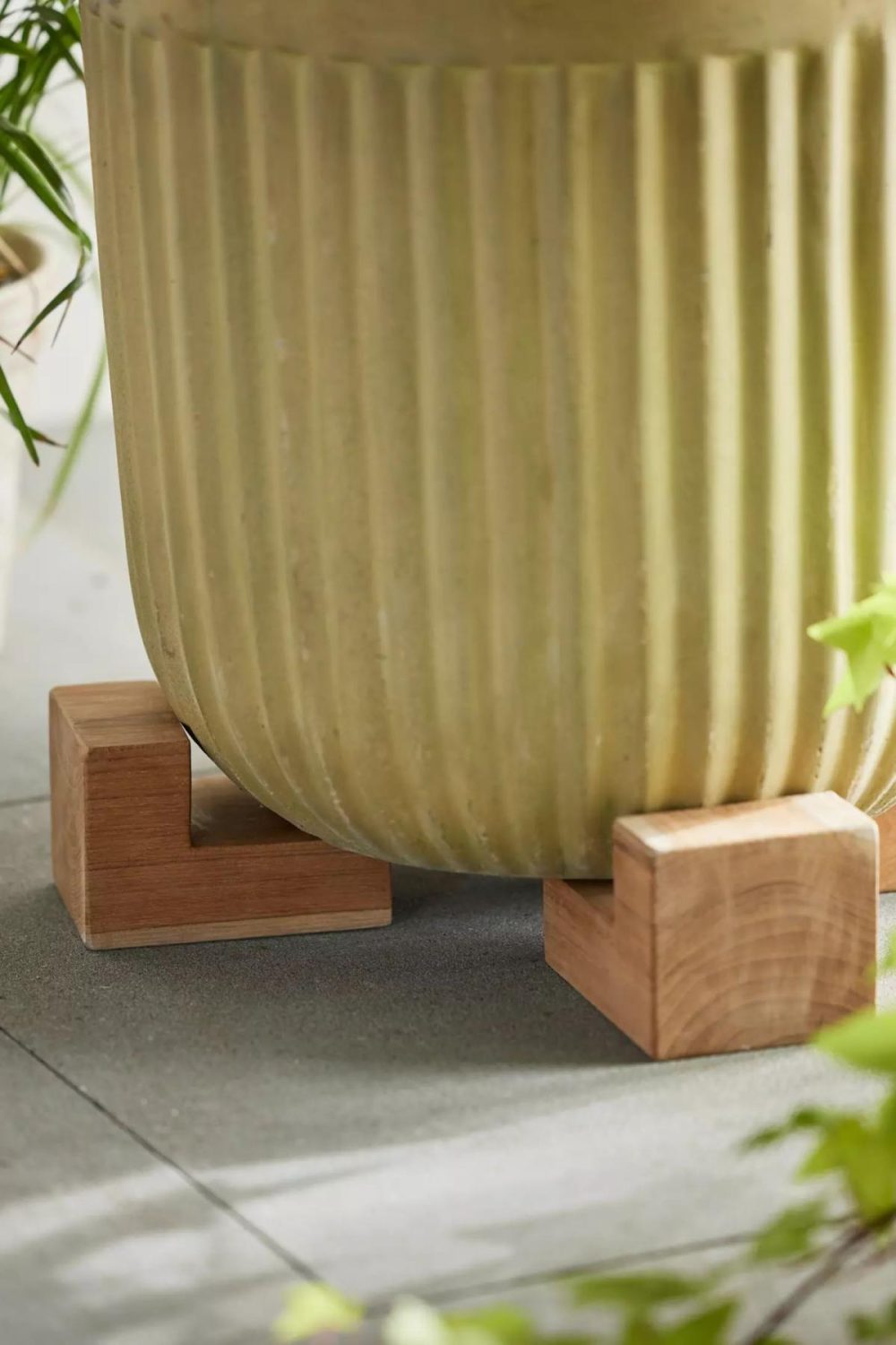 Plant Stands | Square Teak Pot Feet, Set of 4 Natural Garden Natural