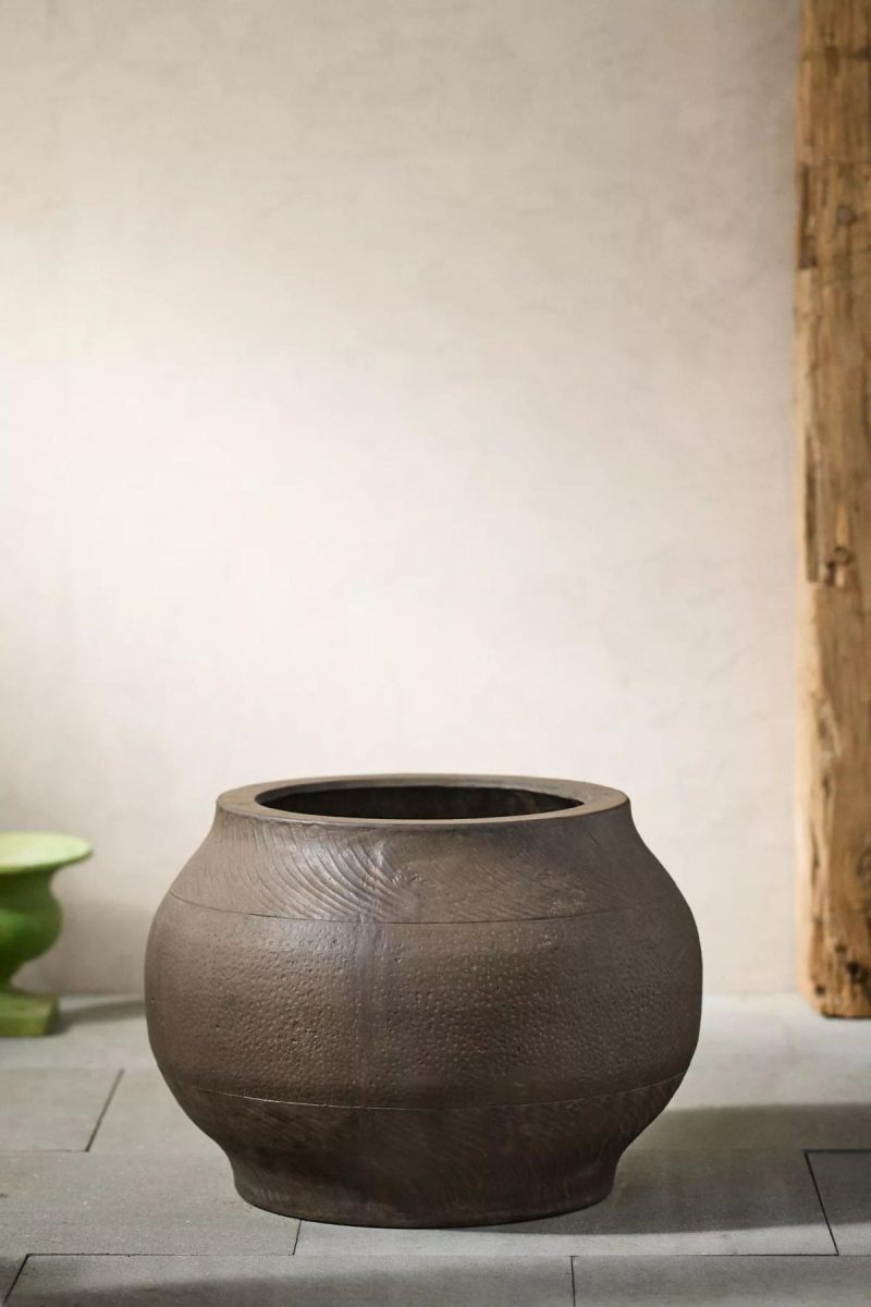 Planters | Cast Stone Sphere Planter Brown Garden Brown