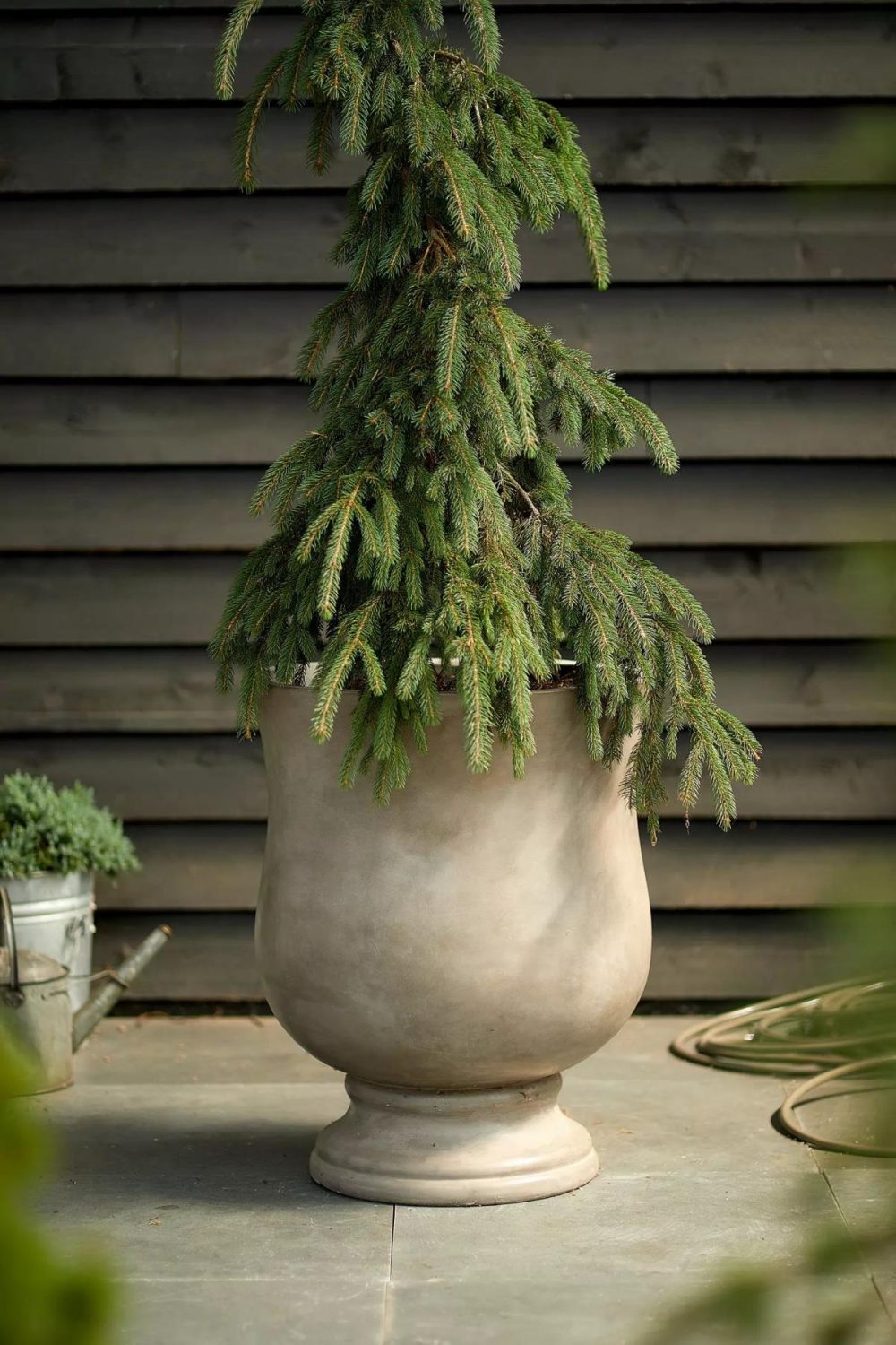 Planters | Fiber Concrete Flared Urn Planter, 23 Grey Garden Grey