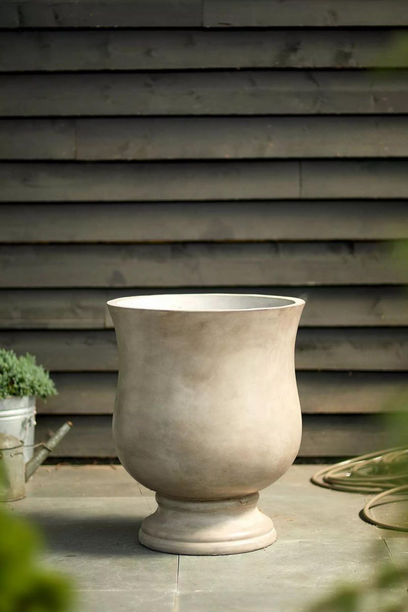 Planters | Fiber Concrete Flared Urn Planter, 23 Grey Garden Grey