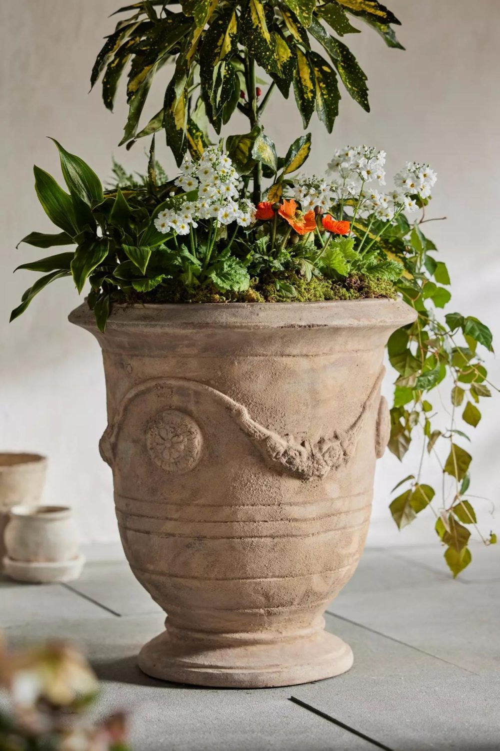 Planters | Floral Swag Terracotta Urn Natural Garden Natural