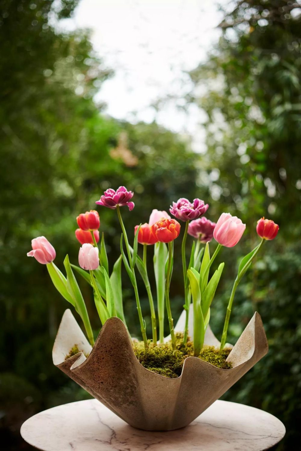 Planters | Handkerchief Iron Bowl Planter, 20 Natural Garden Natural