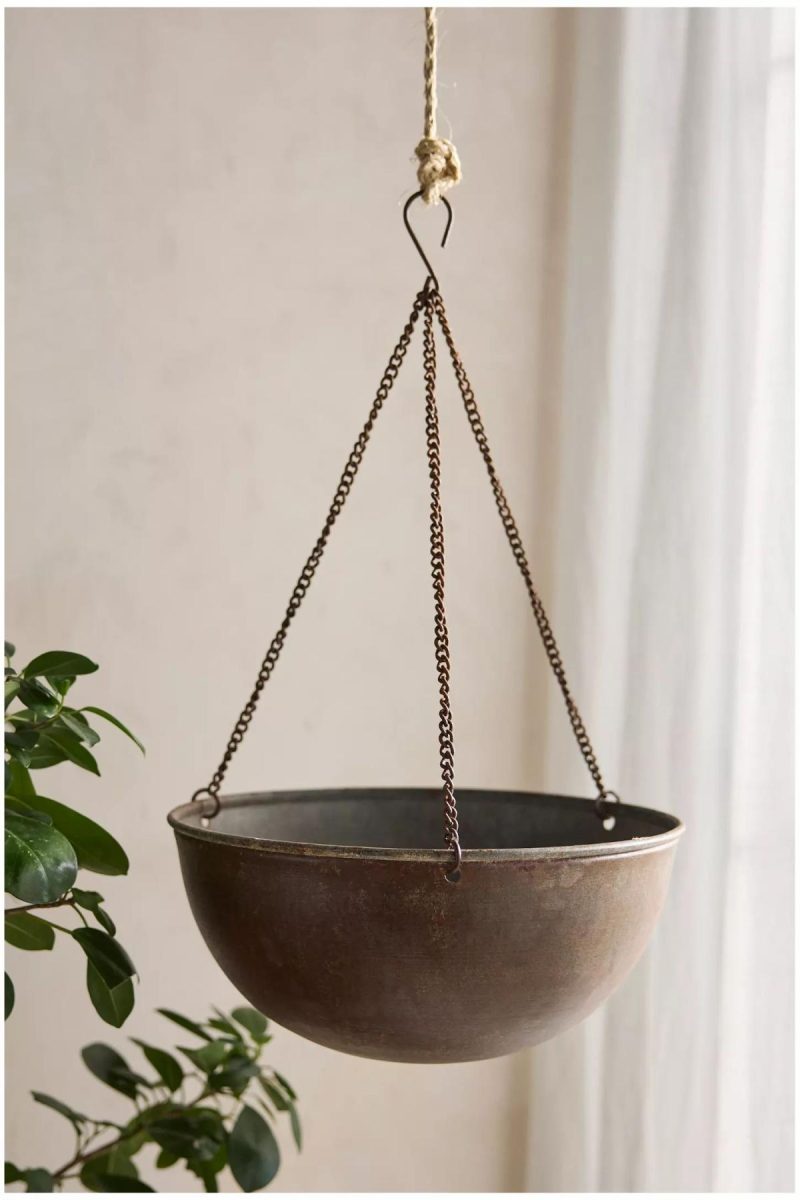 Planters | Hanging Iron Bowl Planter Natural Garden Natural