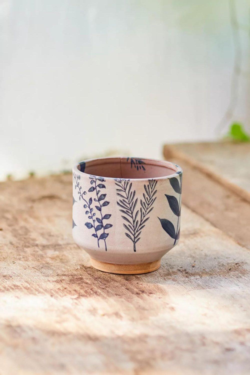 Planters | Indigo Floral Footed Planter, 4 A/S Garden A/S