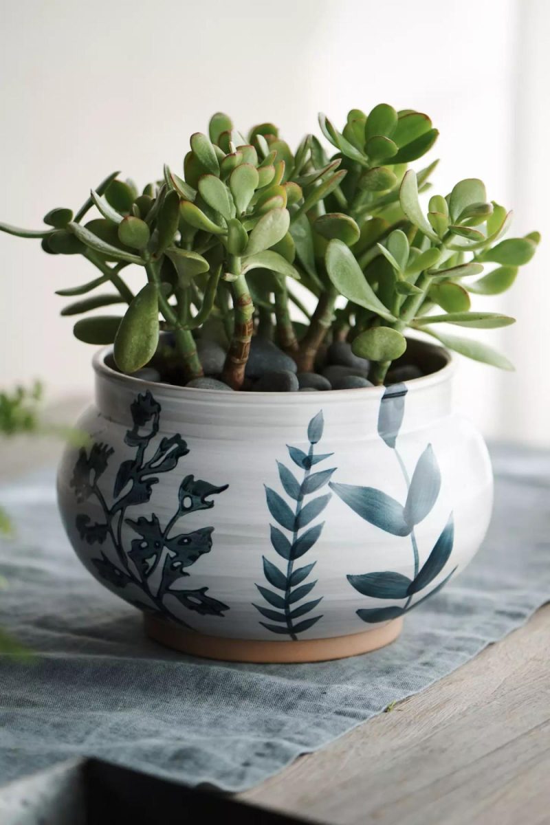 Planters | Indigo Floral Low Jar Planter A/S Garden A/S