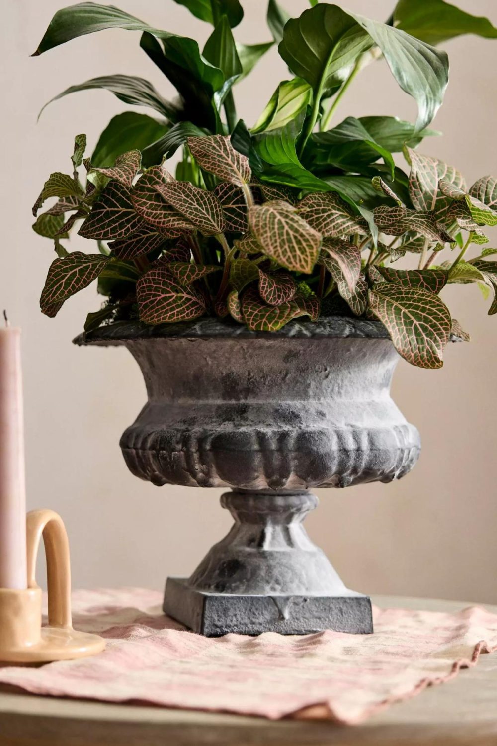 Planters | Low Cast Iron Urn Planter Grey Garden Grey