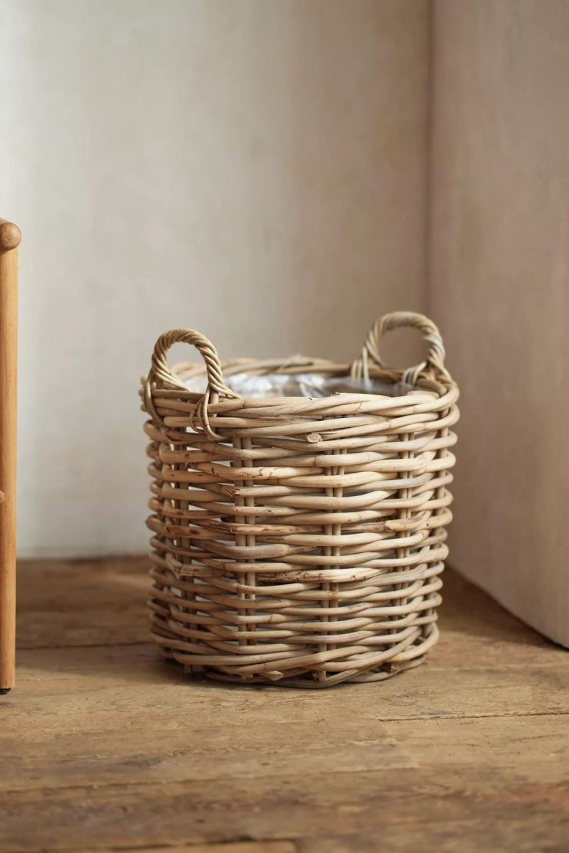 Planters | Rattan Cylinder Basket Planter Natural Garden Natural