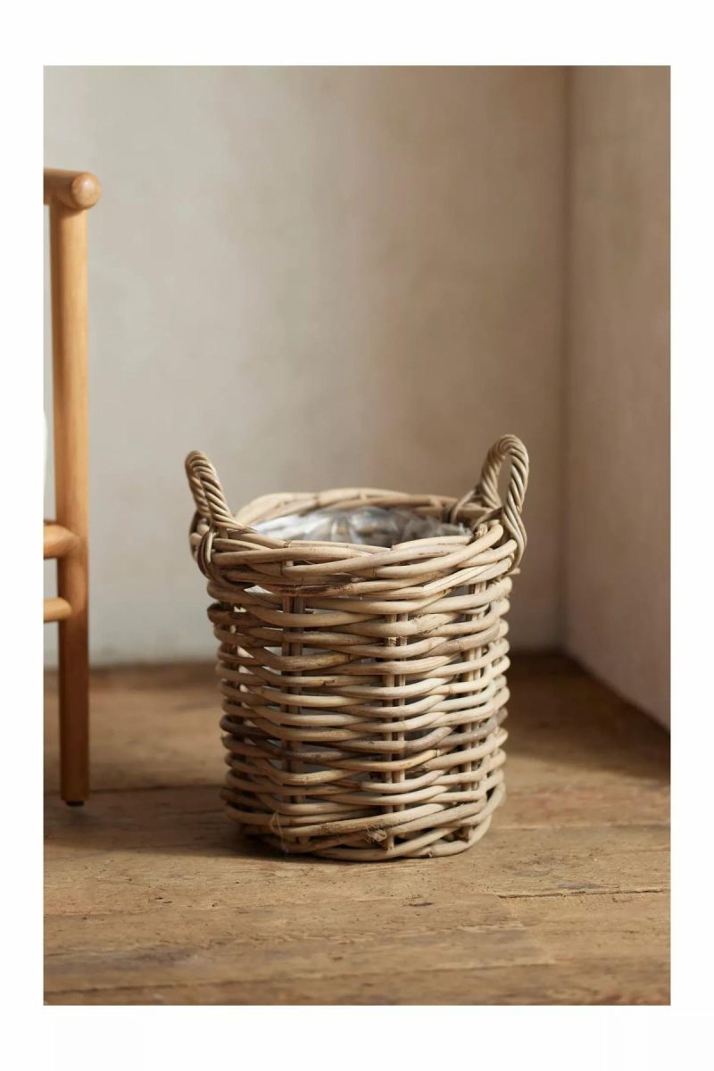 Planters | Rattan Cylinder Basket Planter Natural Garden Natural