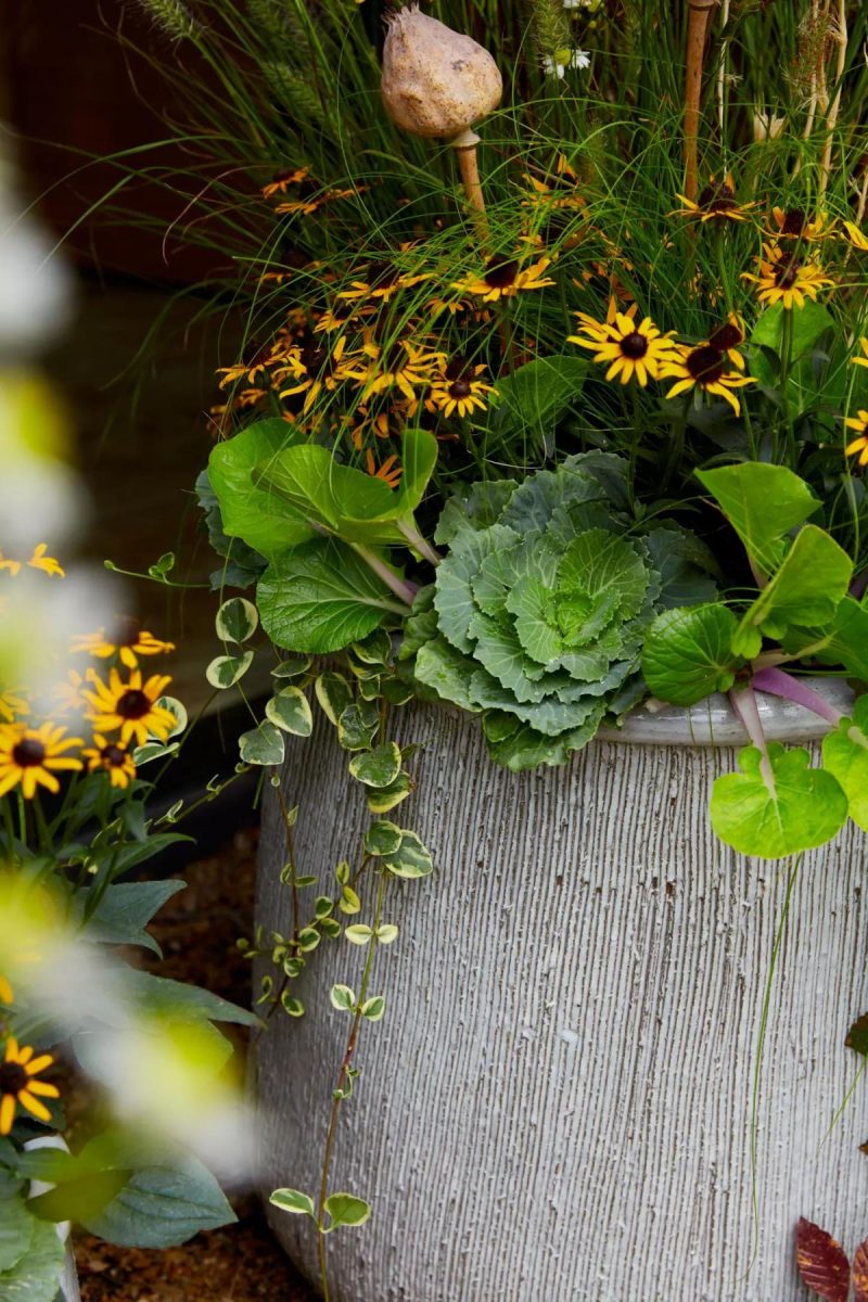 Planters | Roll Top Ceramic Planter, 19 White Garden Outdoor Décor