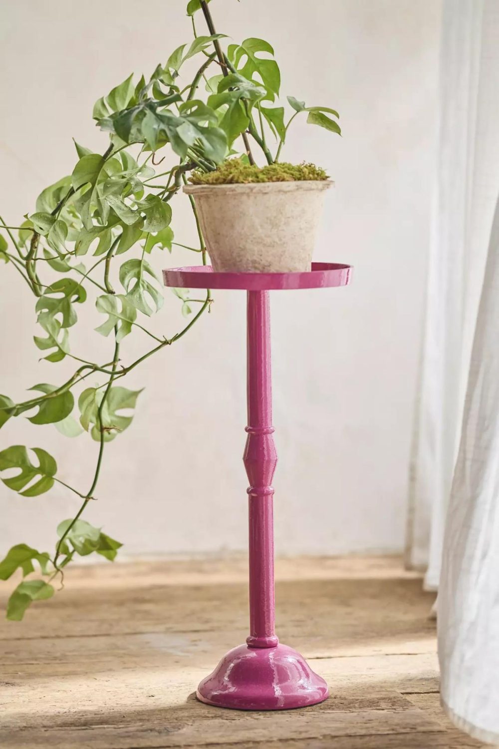 Planters | Spindle Aluminum Side Table, Pink Pink Garden Pink