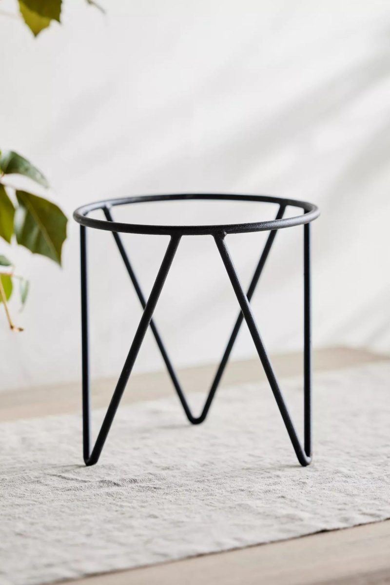 Planters | Tripod Plant Stand, Medium Black Garden Black