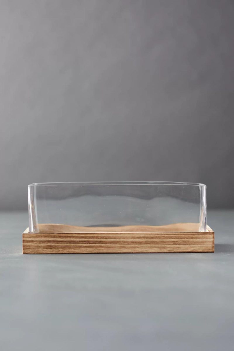 Planters | Wood Base Terrarium Clear Garden Clear