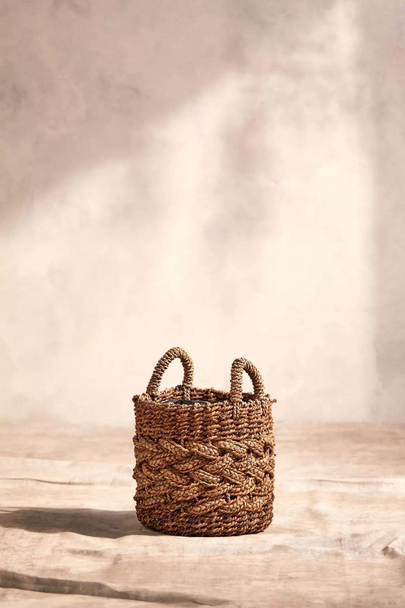 Planters | Woven Braided Handled Planter, 12 Natural Garden Natural