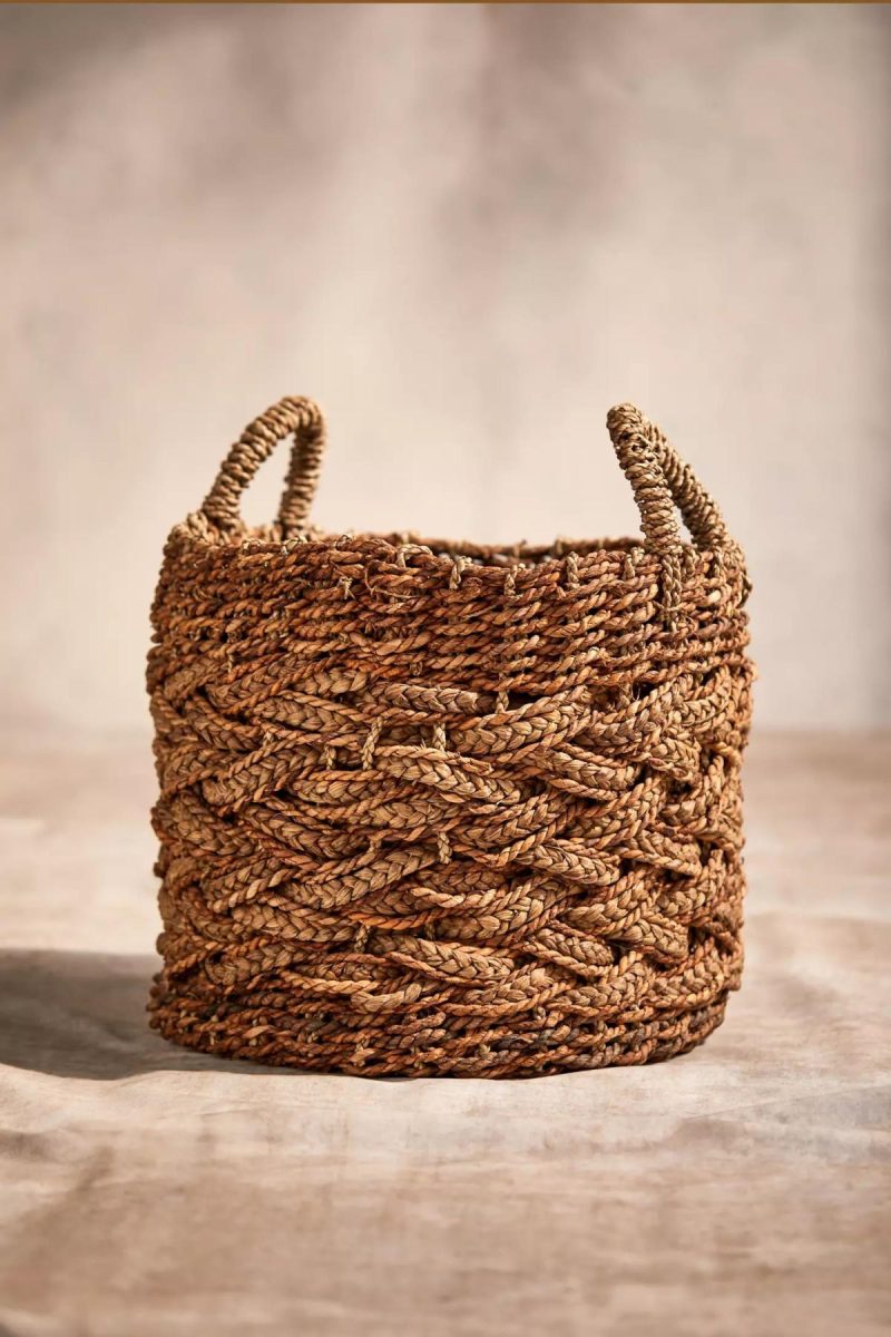 Planters | Woven Braided Handled Planter, 16 Natural Garden Natural