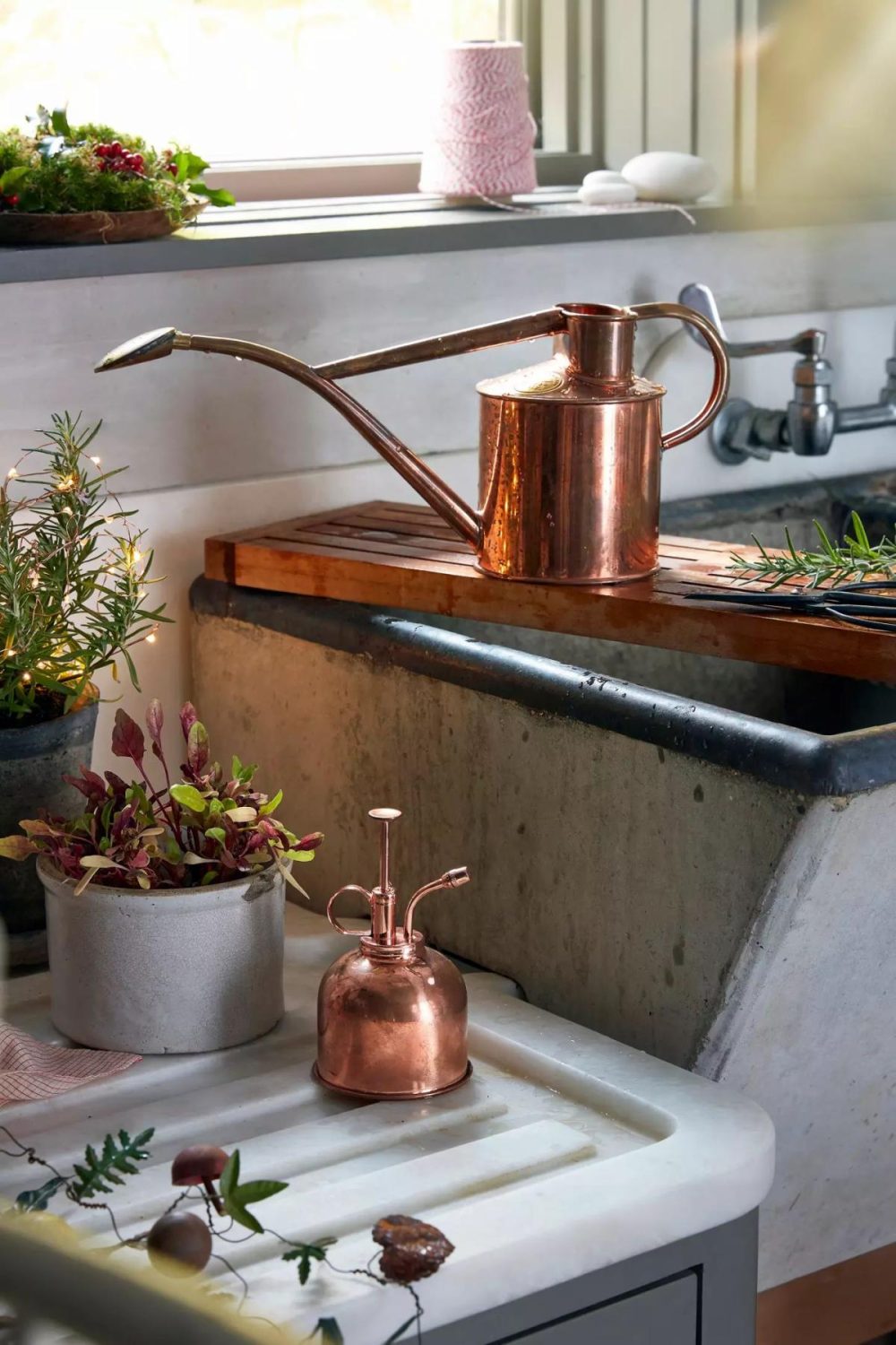 Watering Cans + Hoses | Haws 1 Liter Copper Watering Can + Mister Gift Set Copper Garden Copper