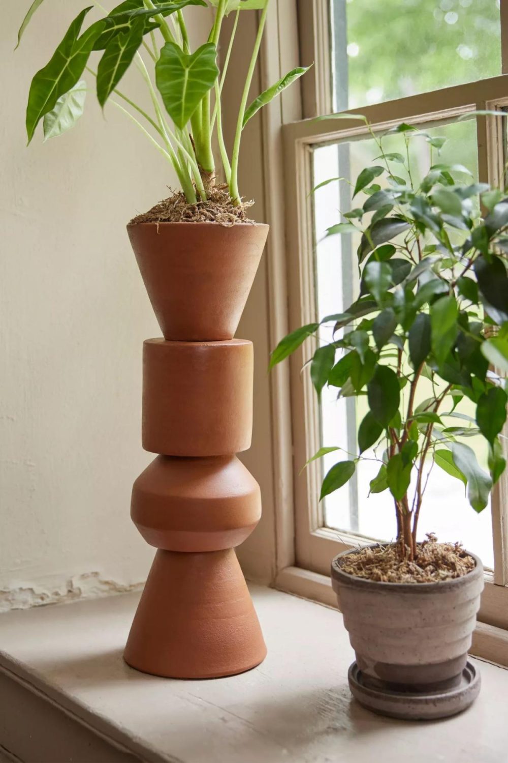 Outdoor Décor | Tall Geo Terracotta Planter Natural Garden Natural