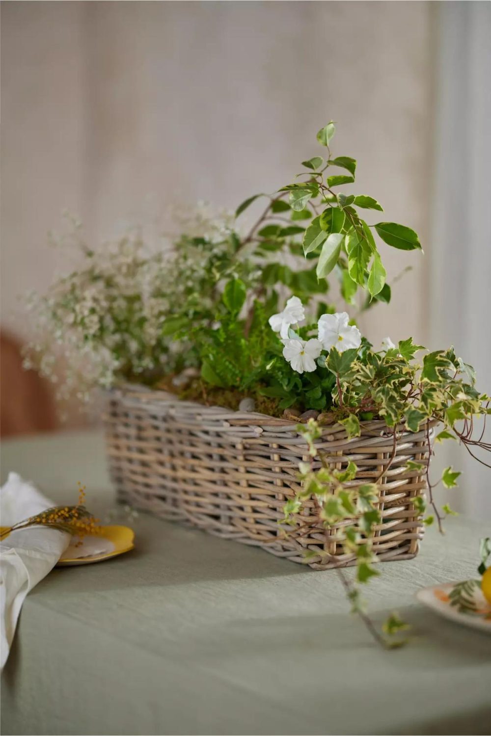 Planters | Rattan Trough Basket Planter Natural Garden Natural